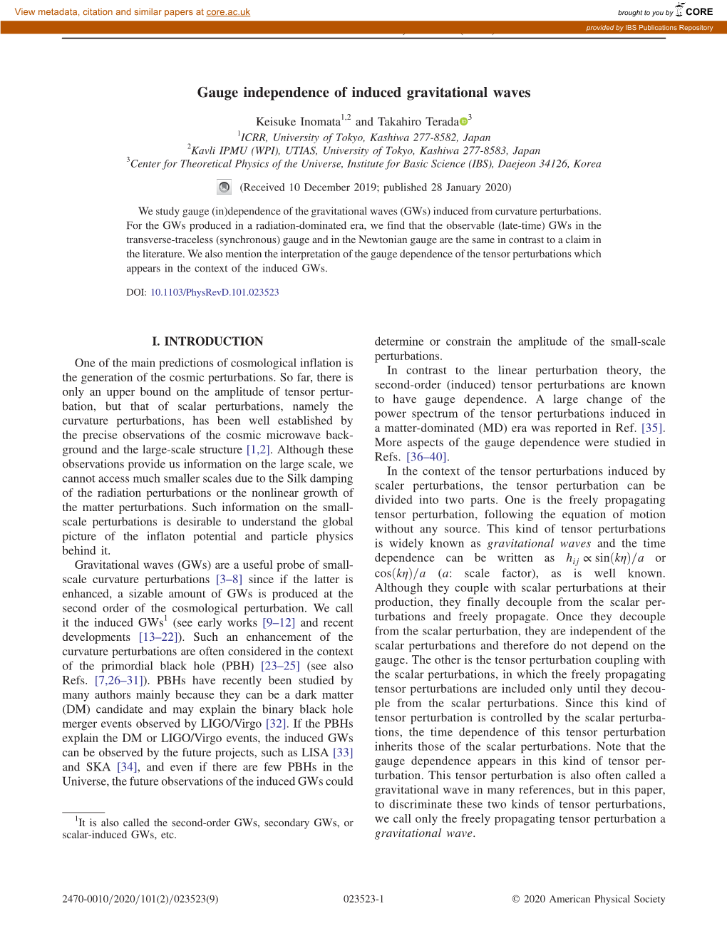 Gauge Independence of Induced Gravitational Waves