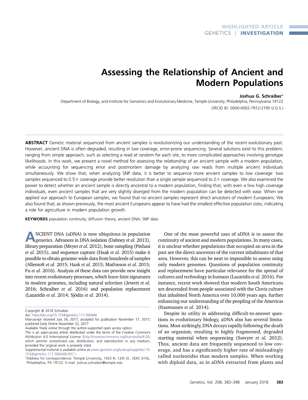 Assessing the Relationship of Ancient and Modern Populations