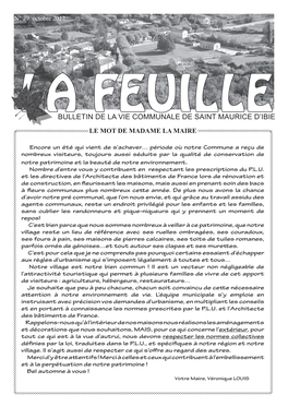 Bulletin De La Vie Communale De Saint Maurice D'ibie
