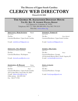 CLERGY WEB DIRECTORY Printed 8/23/2021