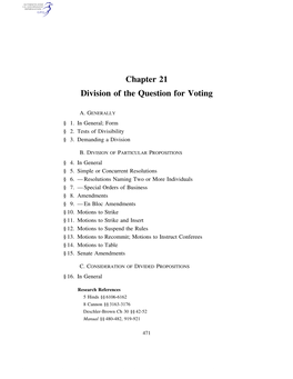 Chapter 21 Division of the Question for Voting