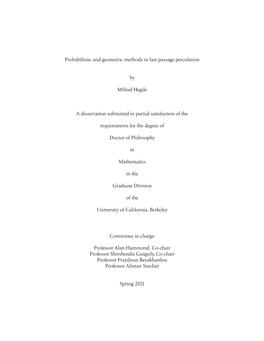 Probabilistic and Geometric Methods in Last Passage Percolation