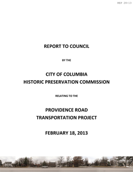 Report to Council City of Columbia Historic