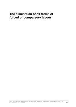 The Elimination of All Forms of Forced Or Compulsory Labour