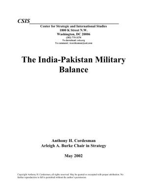 The India-Pakistan Military Balance