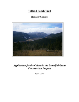 Tolland Ranch Trail Boulder County Application for the Colorado The