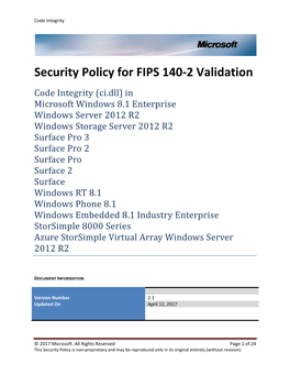 Security Policy for FIPS 140-2 Validation
