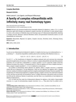 A Family of Complex Nilmanifolds with in Nitely Many Real Homotopy Types