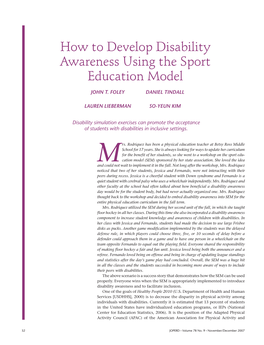 How to Develop Disability Awareness Using the Sport Education Model