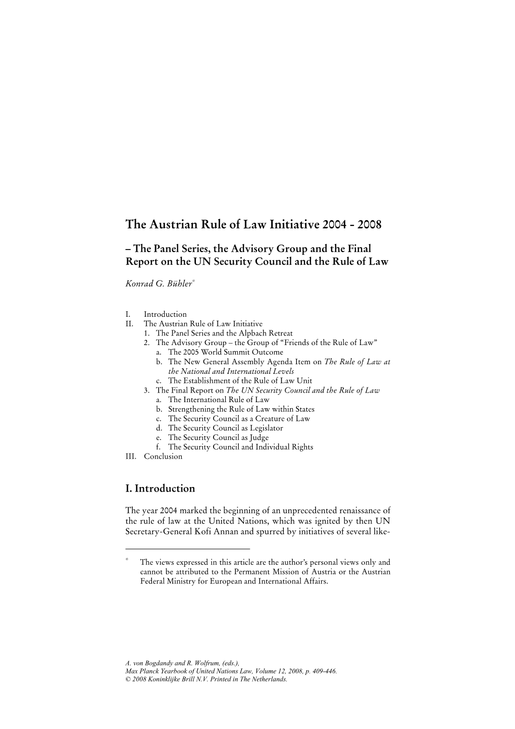 The Austrian Rule of Law Initiative 2004 - 2008