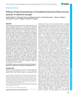 Effects of High Temperatures on Threatened Estuarine Fishes During Periods of Extreme Drought Ken M