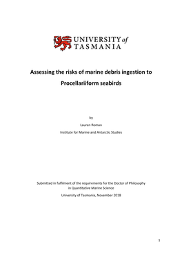Assessing the Risks of Marine Debris Ingestion to Procellariiform Seabirds