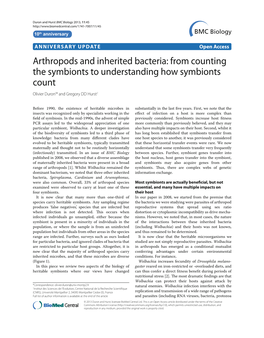 Arthropods and Inherited Bacteria: from Counting the Symbionts to Understanding How Symbionts Count Olivier Duron1* and Gregory DD Hurst2