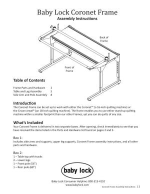 Coronet (BLCT16) Frame Assembly Instructions REVISED