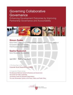 Governing Collaborative Governance Enhancing Development Outcomes by Improving Partnership Governance and Accountability