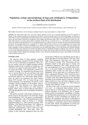 Population, Ecology and Morphology of Saga Pedo (Orthoptera: Tettigoniidae) at the Northern Limit of Its Distribution
