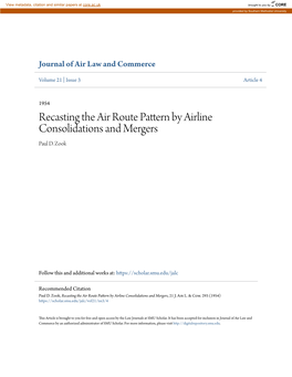 Recasting the Air Route Pattern by Airline Consolidations and Mergers Paul D