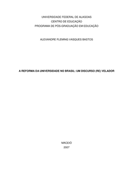 Universidade Federal De Alagoas Centro De Educação Programa De Pós-Graduação Em Educação Alexandre Fleming Vasques Bastos