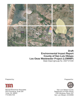Draft EIR County of San Luis Obispo Los Osos Wastewater Project State Clearinghouse No