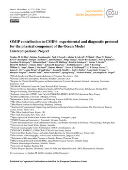 OMIP Contribution to CMIP6: Experimental and Diagnostic Protocol for the Physical Component of the Ocean Model Intercomparison Project