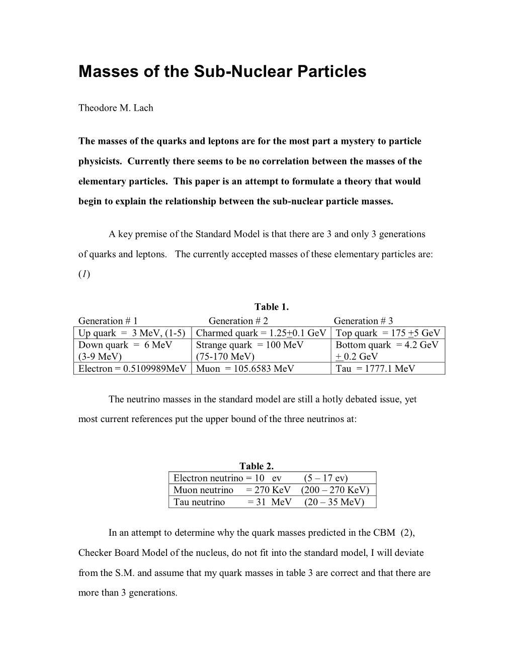 Masses of the Sub-Nuclear Particles Fit Into One Equation