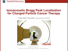 Ionoacoustic Bragg Peak Localization for Charged Particle Cancer Therapy