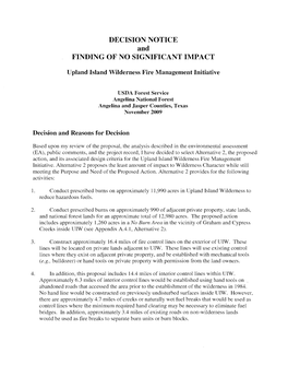 DECISION NOTICE and FINDING of NO SIGNIFICANT IMPACT