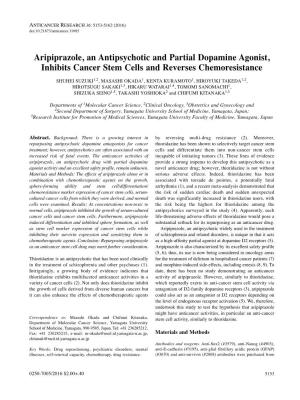 Aripiprazole, an Antipsychotic and Partial Dopamine Agonist, Inhibits