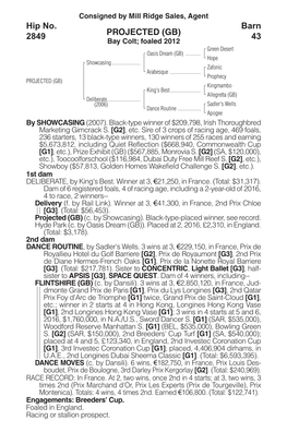 PROJECTED (GB) Barn 2849 Bay Colt; Foaled 2012 43 Green Desert Oasis Dream (GB)