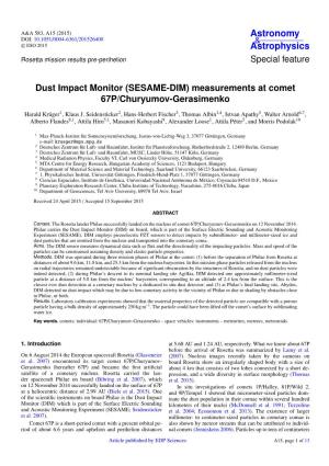 Measurements at Comet 67P/Churyumov-Gerasimenko