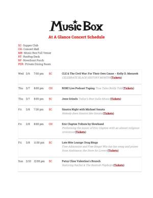 At a Glance Concert Schedule