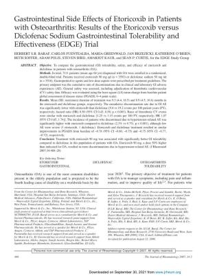 Results of the Etoricoxib Versus Diclofenac Sodium Gastrointestinal Tolerability and Effectiveness (EDGE) Trial