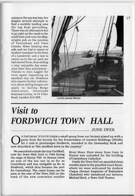 Visit to FORDWICH TOWN HALL JUNE DYER