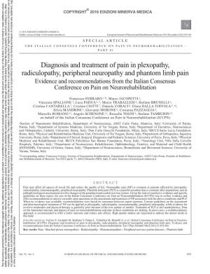 Diagnosis and Treatment of Pain in Plexopathy, Radiculopathy