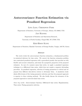 Autocovariance Function Estimation Via Penalized Regression