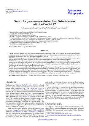 Search for Gamma-Ray Emission from Galactic Novae with the Fermi -LAT A