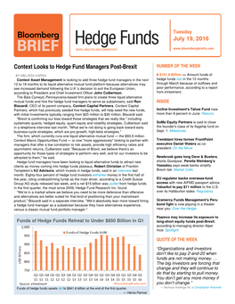 Bloomberg Brief: Hedge Funds ACTIVIST