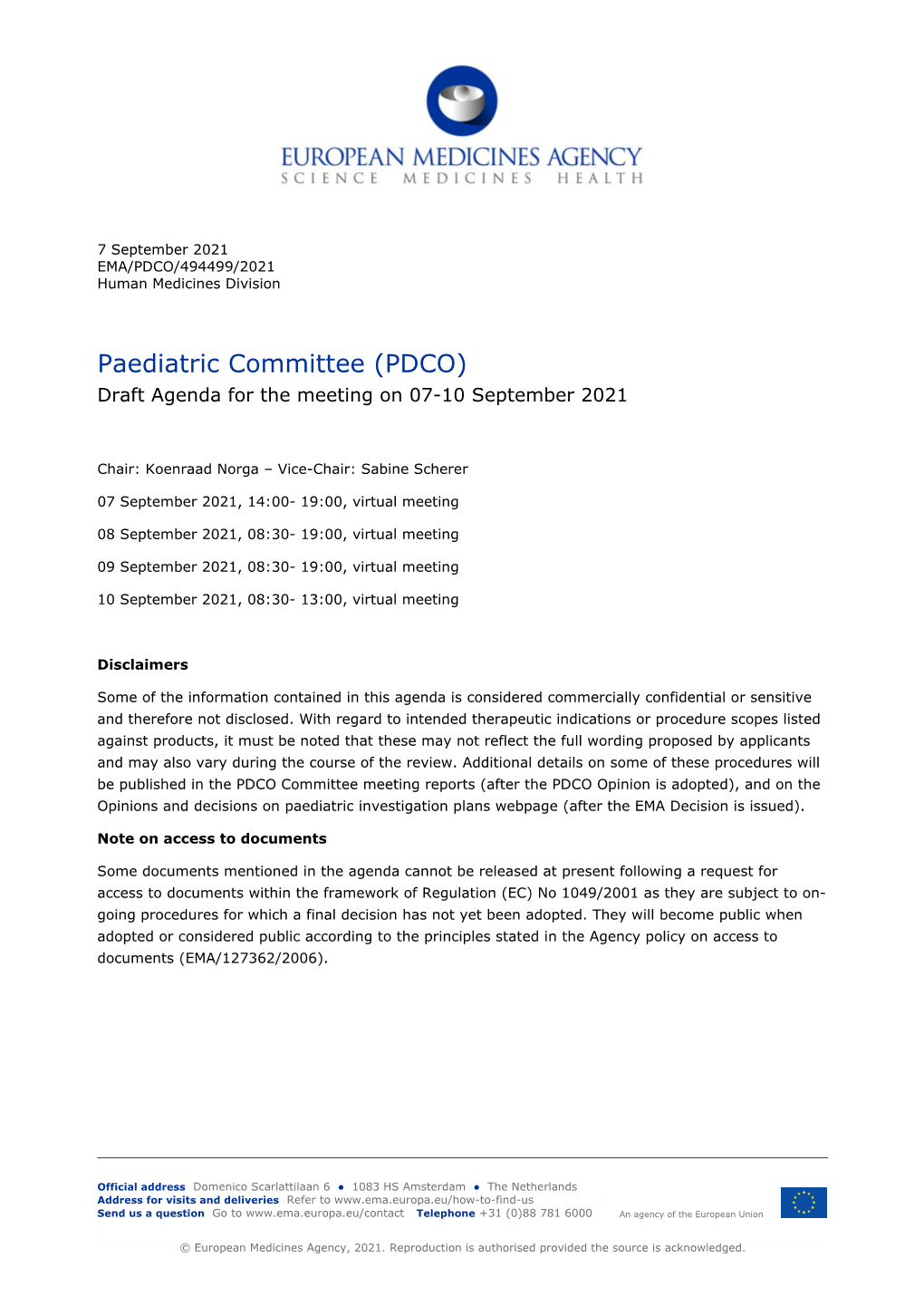 Draft PDCO Agenda 07-10 September 2021