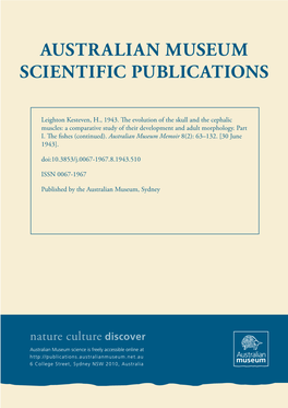 The Evolution of the Skull and the Cephalic Muscles: a Comparative Study of Their Development and Adult Morphology