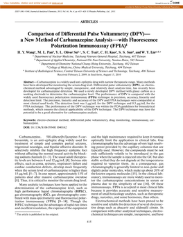Comparison of Differential Pulse Voltammetry (DPV)— a New Method of Carbamazepine Analysis—With Fluorescence Polarization Immunoassay (FPIA)1 H