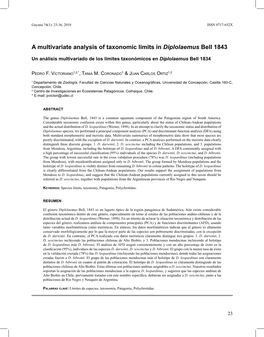 A Multivariate Analysis of Taxonomic Limits in Diplolaemus Bell 1843