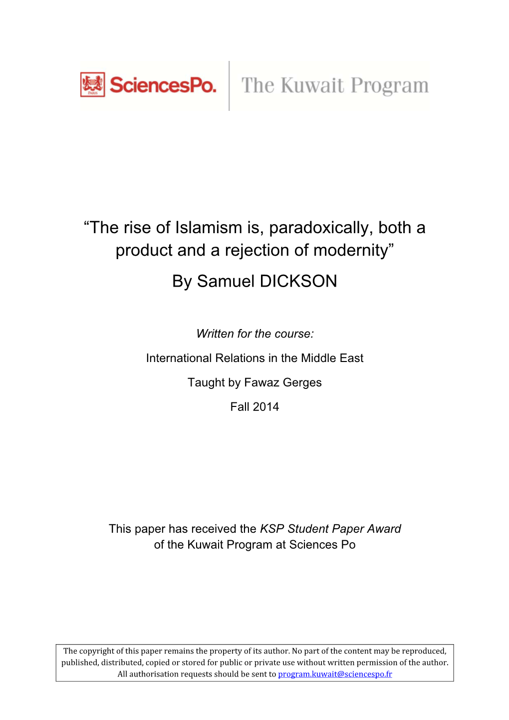 “The Rise of Islamism Is, Paradoxically, Both a Product and a Rejection of Modernity” by Samuel DICKSON