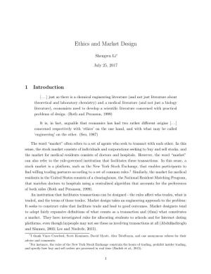 Ethics and Market Design