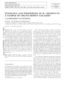 STATISTICS and PROPERTIES of Hii REGIONS in a SAMPLE OF