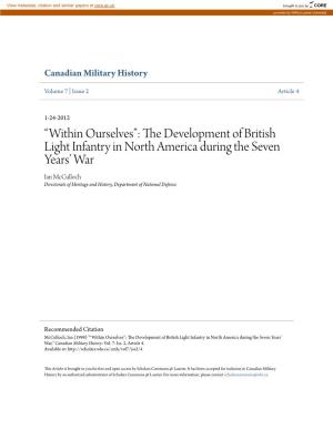The Development of British Light Infantry in North America During The