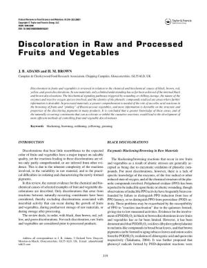 Discoloration in Raw and Processed Fruits and Vegetables