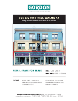 526-530 8Th Street, Oakland Ca Retail Space for Lease