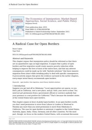 Radical Case for Open Borders