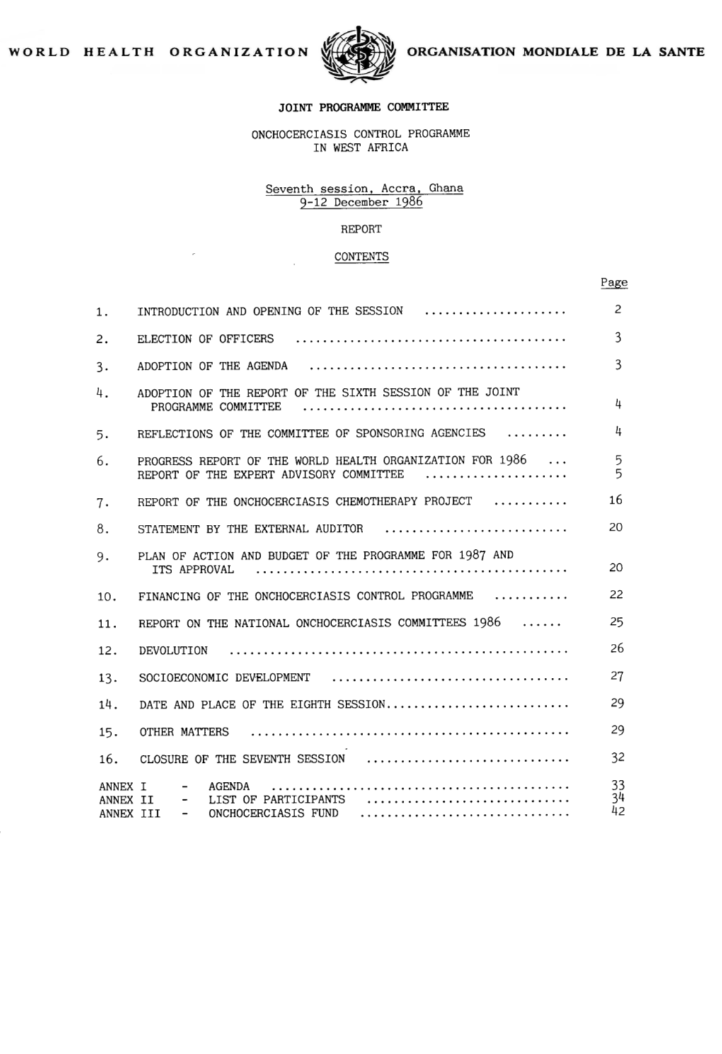 Seventh Session, Accra, Ghana 9-12 December 1985 'L REPORT