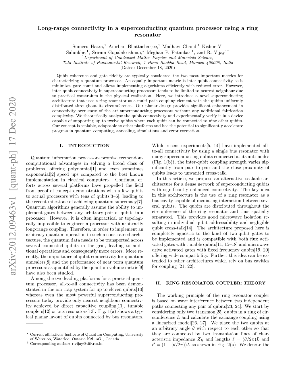 Arxiv:2012.09463V1 [Quant-Ph] 17 Dec 2020 Have Also Been Studied